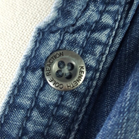 Kenneth Cole Reaction 🌸 Women sz S 🌸 Denim Jeans Dress 🌸 Long Sleeves Blue - Picture 8 of 12